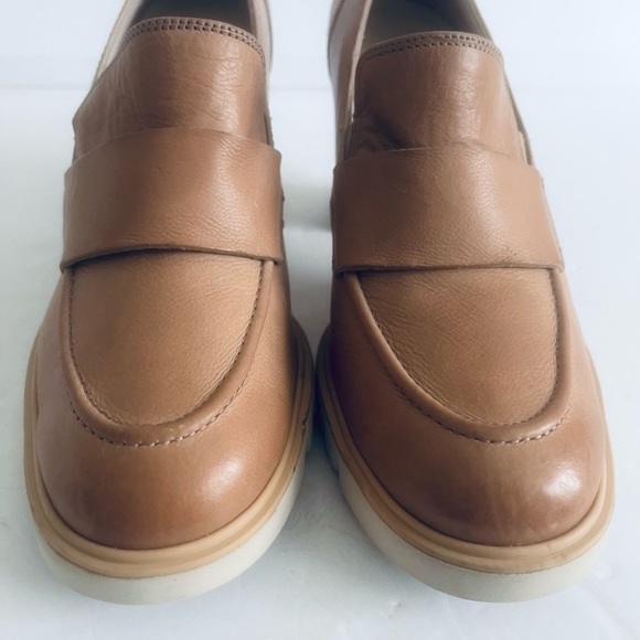 PAUL GREEN $429 Nina Tan Leather Block Heel Loafers Chunky Heel Shoes Size 7.5 - Picture 10 of 12